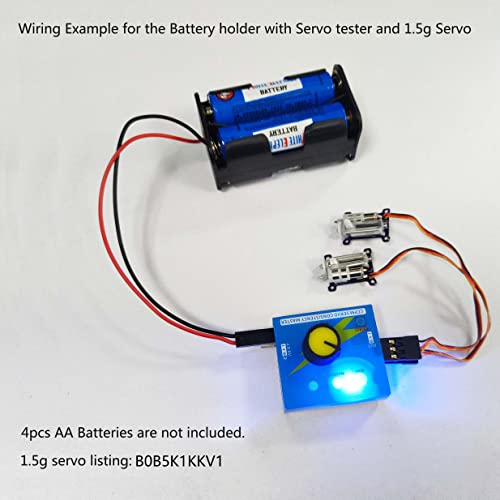4 Cell AA Battery Holder Case with JR Connector 2P Black Red Wire + 3CH Digital Servo Tester ESC Speed Controller Checker CCPM Servo Consistency Master for Helicopter Car Boat Robot Servo