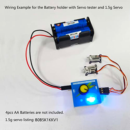 4 Cell AA Battery Holder Case with JR Connector 2P Black Red Wire + 3CH Digital Servo Tester ESC Speed Controller Checker CCPM Servo Consistency Master for Helicopter Car Boat Robot Servo