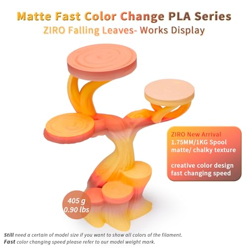 ZIRO PLA Filament Rainbow, 1.75mm 1kg, Fit Most 3D Printer, Falling Leaves - color: Falling Leaves (Matte)