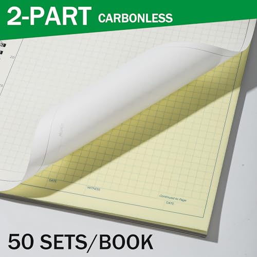 Carbonless Lab Notebook - 50 Carbonless Sets(8.5'' X 11''), Carbon Copy Science Notebook with Scientific Grid Pages for Chemistry & Engineering, Students & Researchers, Wire-O Binding (1, Black)