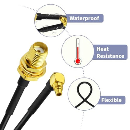Superbat WiFi Antenna Extension Cable 4inch MMCX Male Right Angle to SMA Female RG174 Coax Cable 2Pcs for Wi-Fi WLAN Wireless Ethernet RFID UWB WiMAX iBurst Zigbee Bluetooth Wireless MIMO etc - color: sma to mmcx