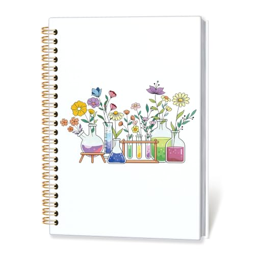 Science Teacher Spiral Notebook Journal,Science Teacher Gifts,A5 - color: Floral Beakers