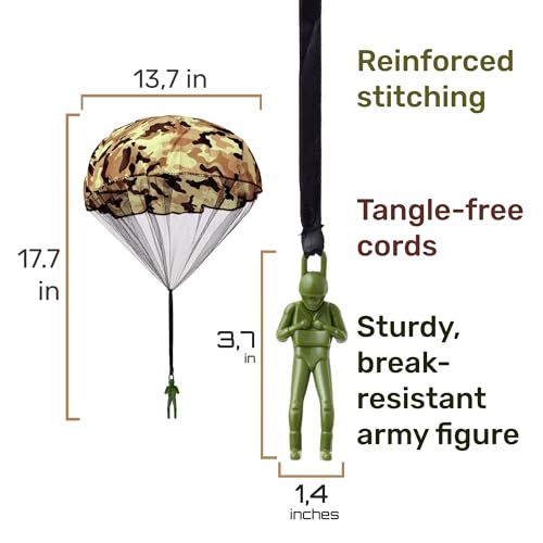 NUTTY TOYS Army Parachute Toys for Kids - Tangle Free Outdoor Flying Parachute Men, Best Small Outside Toys for 4 5 6 7 8 9 10 11 12 Year Old, Top Christmas Stocking Stuffers Idea 2026 Unique Boy Gift - color: Arctic Camo