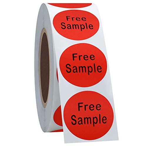 Hybsk Free Sample Stickers 1 Inch Round Retail Store Sale Displays Adhesive Labels for Inventory Control Total 500 Per Roll (Red) - color: Red