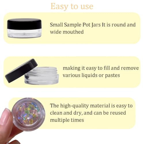 50 Pcs Makeup Sample Containers 3g/5g Sample Containers with Lids Tiny Sample Jars for Skincare Cream Lotion Jewelry Beads DIY Crafts Travel (FZG/3g/Hei) - color: black, size: 3g