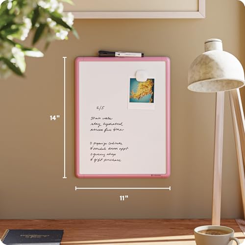 U Brands Dry Erase Whiteboard, 11" x 14", Small Whiteboard, Pink Frame - color: Blush Pink