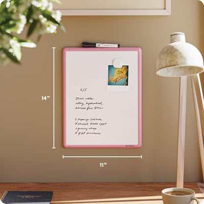 U Brands Dry Erase Whiteboard, 11" x 14", Small Whiteboard, Pink Frame - color: Blush Pink