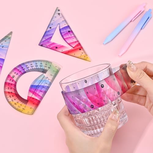 4 Pcs Flexible Rulers Set, Geometry Kit, Bendable Rulers (12 Inch)