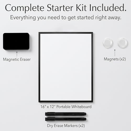 Magnetic Dry Erase Board 12 x 16 Inch with Foldable Stand, 2 Markers & Magnetic Eraser, Portable Black Whiteboard for Wall Mount or Tabletop Use - style: Black Stand