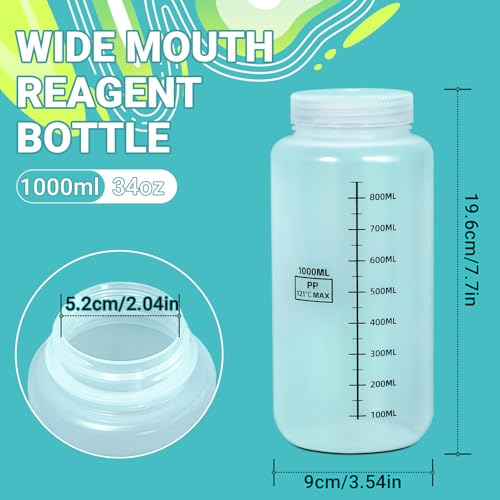 50Pack Reagent Bottle Plastic Sample Bottles with Screw Caps, 34oz Translucent PP Leak Proof Wide Mouth Liquids/Powder Container Medicine Jars for Liquids, Laboratory, Storage at Home - color: 50 Pack Clear, size: 34oz