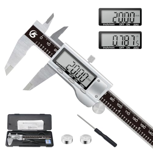 KETOTEK Digital Caliper 6 Inch Measuring Tool, Stainless Steel Electronic Vernier Calipers, Digital Micrometer with Large LCD Screen, inch/Metric Conversion - color: Black/Silver, size: 6 Inch