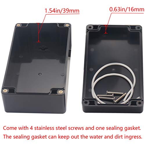 Project Box IP65 Waterproof Junction Box ABS Plastic Black Electrical Boxes DIY Electronic Project Case Power Enclosure 6.22x3.54x2.36 inch (158 x 90 x60 mm) - color: Black, size: 6.22"x3.54"x2.36"
