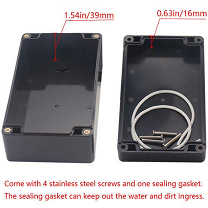 Project Box IP65 Waterproof Junction Box ABS Plastic Black Electrical Boxes DIY Electronic Project Case Power Enclosure 6.22x3.54x2.36 inch (158 x 90 x60 mm) - color: Black, size: 6.22"x3.54"x2.36"