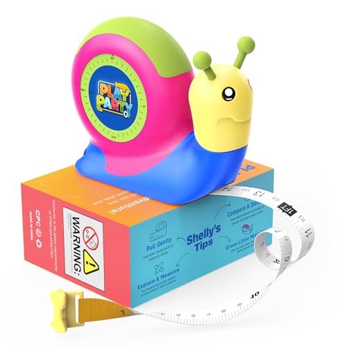 8ft Tape Measure for Kids, STEM Educational Tool with Level, Protractor and Eraser, Retractable Snail Shaped Measuring Tapes, Child-Safe Gift for Boys & Girls 3+, Green - color: Green