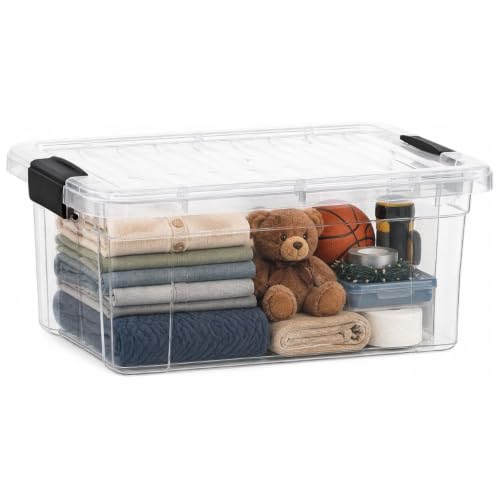 Superio Clear Storage Box with Lid, 36 Quart Plastic Container Bins for Organizing, Stackable Crates, BPA Free, Non Toxic, Odor Free, Organizers for Home, Office, School, and Dorm - size: 36 Quart