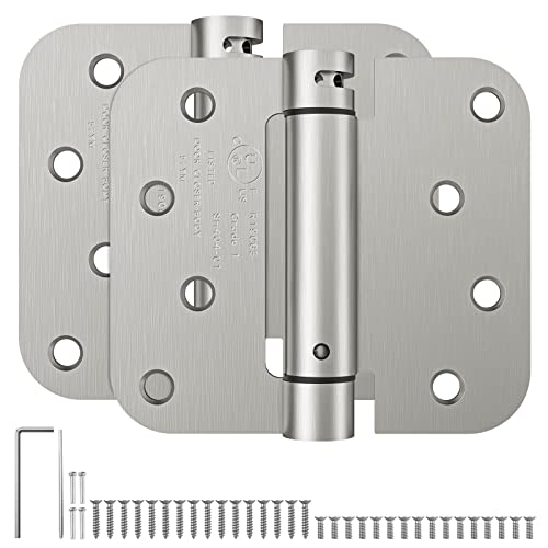 HOSOM 2 Pack Self Closing Door Hinges 4 Inch Spring Hinges, Brushed Nickel - color: Brushed Nickel-5/8'', size: 4" 2 Pack