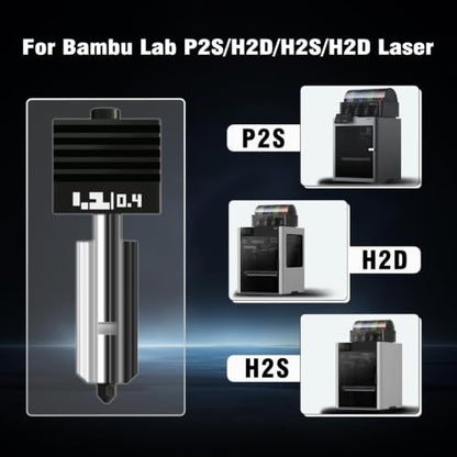 4-Pack X2D/H2S/H2D/H2C/P2S Hotend for Bambu Lab 3D Printer, Quick Swap Hardened Steel Nozzle Assembly 0.2mm 0.4mm 0.6mm 0.8mm for High Speed 3D Printing, Bamboo Extruder Print Head,3D Printer Parts - size: 0.2/0.4/0.6/0.8MM