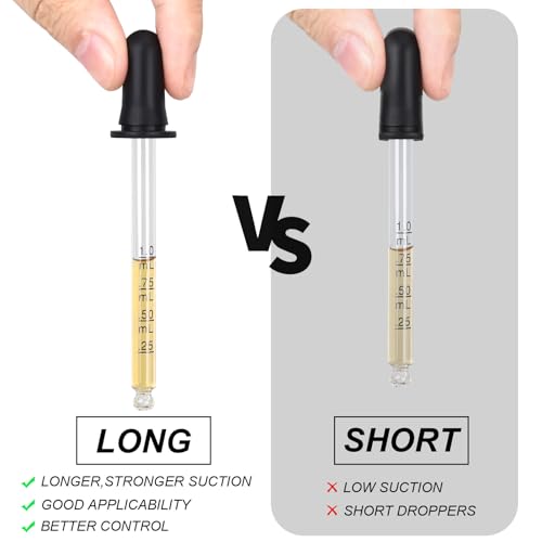 12 Pcs 1ml Longer Glass Eye Dropper - size: large