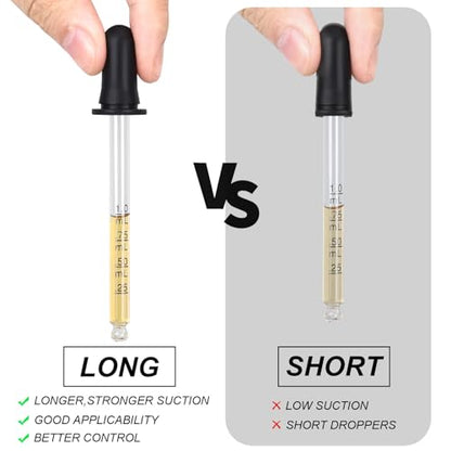 12 Pcs 1ml Longer Glass Eye Dropper - size: large