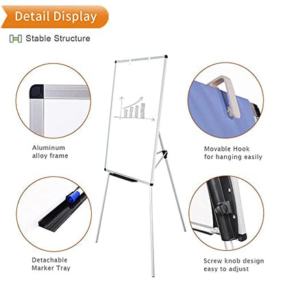 VIZ-PRO Whiteboard Easel, 36 x 24 Inches, Portable Stand Dry Erase Board - size: 36 x 24 Inches - With Flipchart Pad