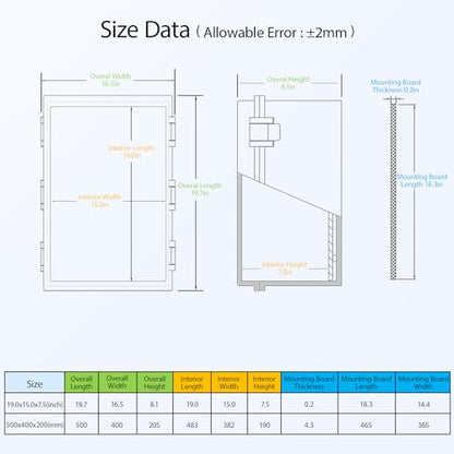 Electrical Box IP65 Waterproof Dustproof ABS Plastic Enclosure Outdoor and Indoor Project Box Hinged Cover with Mounting Plate Wall Brackets, Outer Dimension 19.7"x 15.7" x 7.9", Grey - size: 19.7"x 15.7" x 7.9" (1pc)