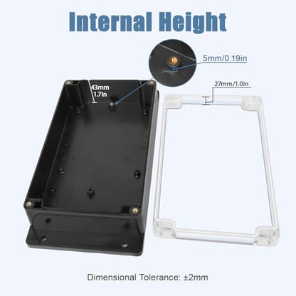 Project Box IP65 Waterproof ABS Plastic Electrical Junction Box with Clear Cover Enclosure with Fixed Ear, Black 7.8"x 4.7"x 2.2"(200x120x56mm)(Pack of 1) - color: 1 pack, size: 7.8"x 4.7"x 2.2"