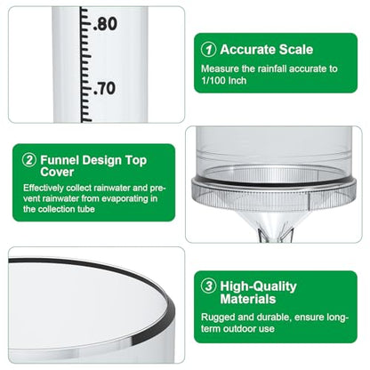 Rain Gauge Outdoor Rain Gauge Accurate to 0.01 Inches