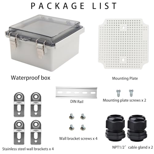 Outdoor Waterproof Electrical Box Junction Box Weatherproof IP67 ABS Plastic Enclosure Switch Router Project Box Electronics Enclosure with Mounting Plate Wall Bracket Clear 5.9"x5.9"x3.5" - color: Clear, size: 5.9" x 5.9" x 3.5"
