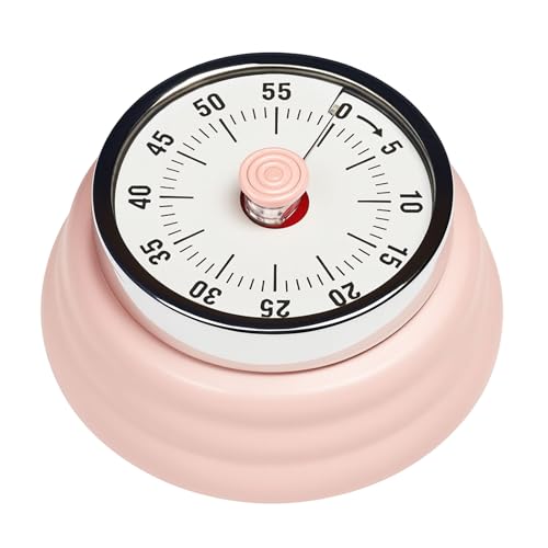 Elegant Stainless Steel Vintage Kitchen Timer with Magnetic Attachment - 60-Minute Countdown & Audible Alarm, Perfect for Cooking, Office Tasks, and Study Sessions (01-Pink) - color: 01-pink