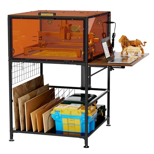 KEIKI Laser Engraver Enclosure Cabinet with Exhaust Fan 6000RPM, Heavy Duty Metal Frame Cover Tent and Eye Protection Panel, Foldable Side Storage Workbench for Laser Cutter Workshop, Black - color: Black Cabinet With Exhaust Fan