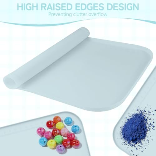 AWOKE 24"x16" Silicone Mats for Crafts with 0.7" High Edges, Large Leak-Proof Art Mat for Resin, Painting, Clay, Slime, Non-Stick & Non-Slip Table Protector for Kids & Adults, Easy to Clean (Blue) - color: Blue