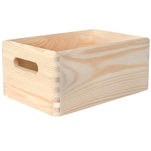 Creative Deco Large Wooden Crate Nesting Crate Handles - color: Beige, size: L