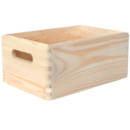 Creative Deco Large Wooden Crate Nesting Crate Handles - color: Beige, size: L
