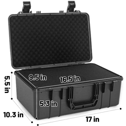 TORIBIO Hard Carrying Case with Foam Shockproof Storage 17"x10.3"x5.5" - size: 17" x 10.3" x 5.5"