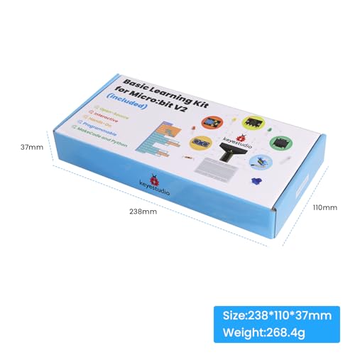 KEYESTUDIO Micro:bit Basic Starter Kit for Teens & Beginners - Electronics Learning Kit with Sensors, LEDs & Tutorials | STEM Education Projects for Coding(Micro:bit Included)