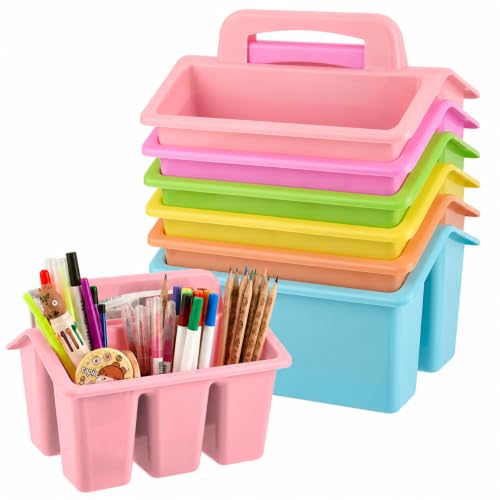 6 Pack Classroom Caddy Organizer with Handle, Table Caddy Classroom - color: Macaron