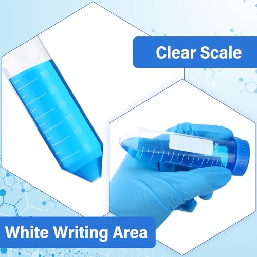 600 Pcs Plastic Centrifuge Test Tubes with Screw Caps, Blue - color: Blue