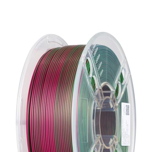 CC3D Silk Dual Color PLA Filament Red Green PLA Filament 1.75mm 1KG 3D Printer Filament Two Color Coextrusion Filament PLA Shiny Metallic Filament 3D Printing Material Red Green Bicolor PLA Filament - color: Silk Rose/Green