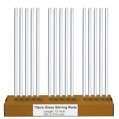 15 Pack 8mm Glass Stirring Rods, 12 Inch Borosilicate Rods for Lab - size: 12 inch 8 mm