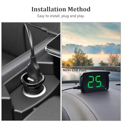 GPS Digital Speed Meter Speedometer HUD with MPH Speed Head Up Display for All Cars, USB Cable Plug & Play
