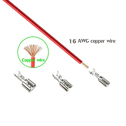 30pcs 4.8mm Spade Crimp Terminal, Female Electrical Insulated Terminals with 20cm 16AWG Cable,Spade Quick Connectors with Insulating Sleeve,30packs - size: 4.8mm Spade Terminal