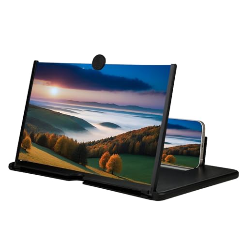 16" Mobile Phone Screen Magnifier, 3D HD Screen Amplifier Projector for Movies, Anti-Blue Light Eye-Protecting Screen with Mobile Phone Holder (Black, 16 Inch) - size: 16 Inch