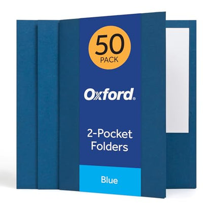 Oxford 2 Pocket Folders, 50 Pack, Blue, School & Classroom Value Pack - color: Blue
