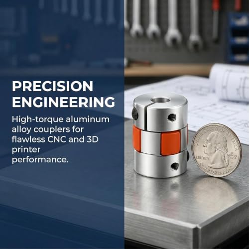 2 Pcs 5mm to 8mm Flexible Shaft Coupling – Aluminum Plum Spider Jaw Coupler D20 L30 for 3D Printer, CNC, Stepper Motor (Red/Silver) - size: 5x8mm