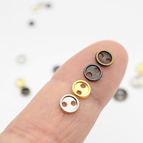 Youmeizer Wiosny 100Pcs 4 Colors Mini Metal Buttons 5mm(13/64inch) 2 Hole Mini Metal Round Buttons DIY Hand Sewing AIDS Doll Clothes (4 Colors Mixed, 5mm(13/64inch)) - size: 5mm( 13/64inch)