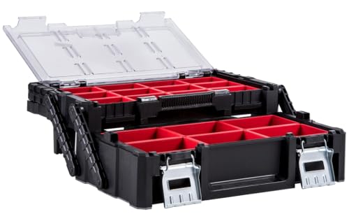 18" Cantilever Tool Box Organizer, Heavy-Duty Tool Storage Box - color: Black/Red, size: Cantilever