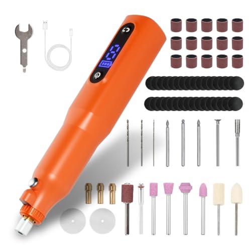 Cordless Rotary Tool Kit - 9-Speed Adjustable with USB Charging | Multi-Purpose Engraving Pen for Sanding, Polishing, Drilling & DIY Crafts | Includes 3D Printing Accessories (Orange) - color: Orange