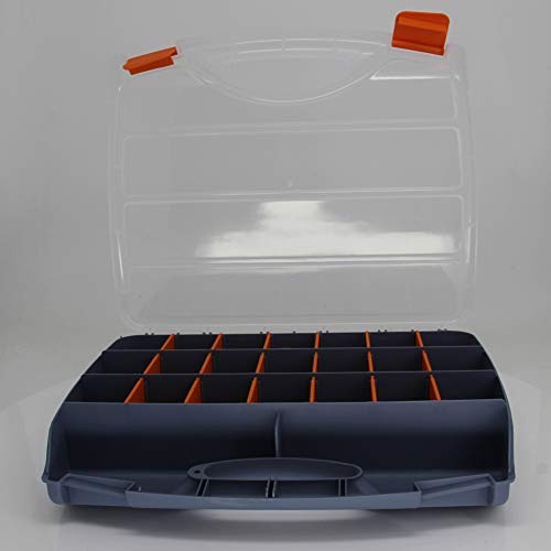 Utoolmart Tool Box Tools Organizer, Plastic Hardware Box Storage with Tray and Organizers Includes Removable Parts Boxes,for Hardware, Screws, Bolts, Nuts 15 x 12.2 x 2.8 inches Translucent 1Pcs - size: Clear