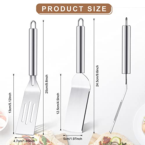 Yaomiao 4 Pcs Small Stainless Steel Spatula 10 x 2 Inch Flat Slotted Turner