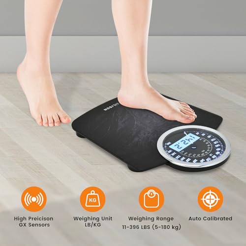 EILISON 2-in-1 Digital & Analog Bathroom Scale, 400 lbs, Large Display - color: Grey